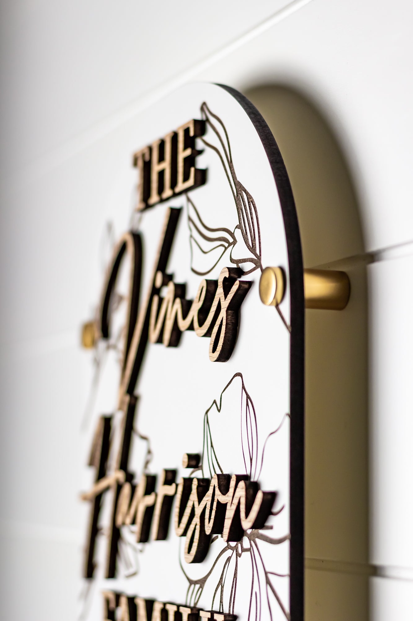 Luxury Floral Engraved Arch Family Name Sign