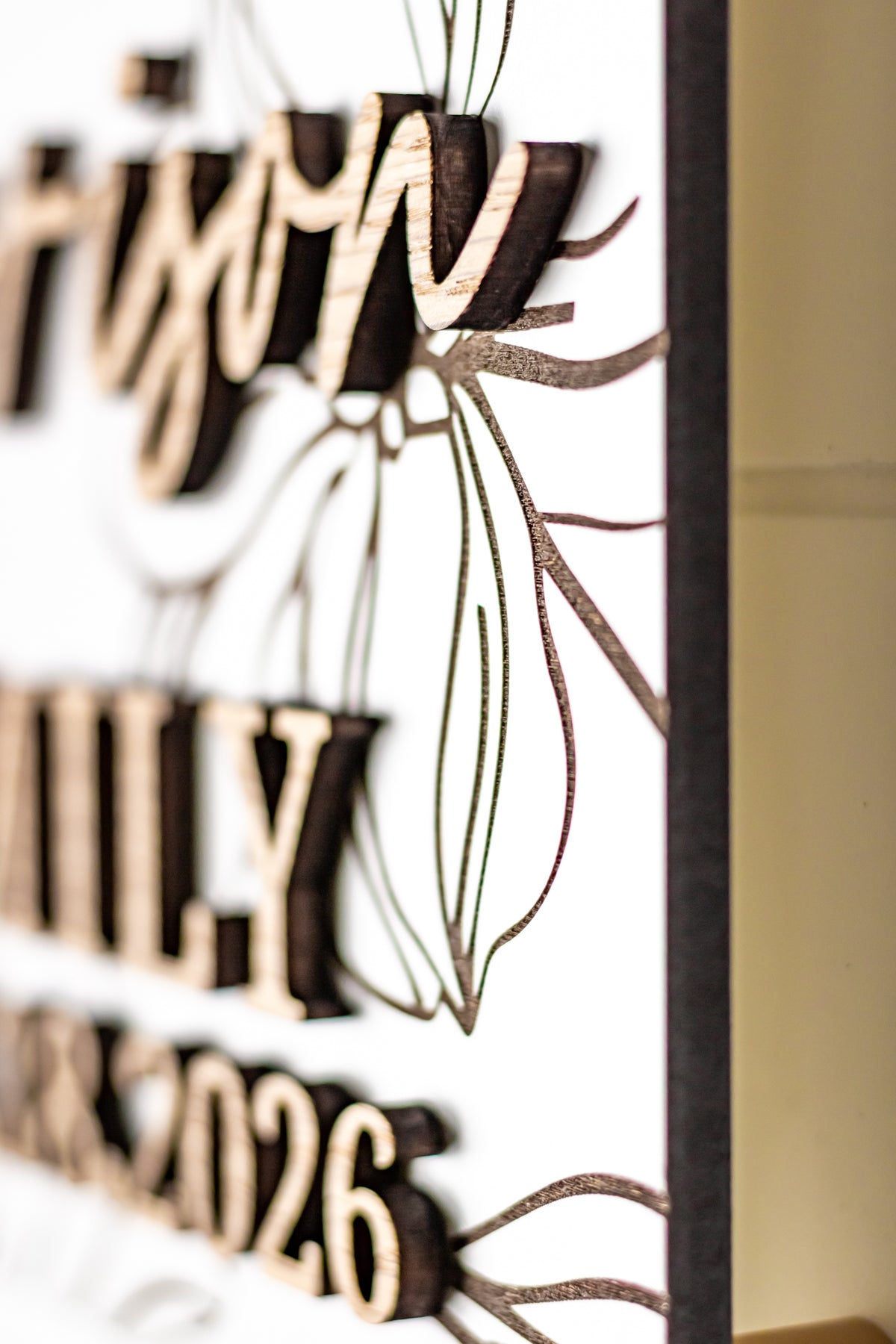 Luxury Floral Engraved Arch Family Name Sign