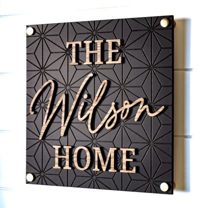 Retro Modern Square Family Name Sign