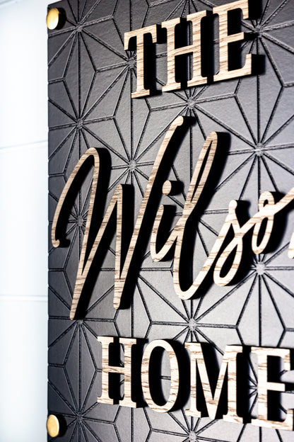 Retro Modern Square Family Name Sign