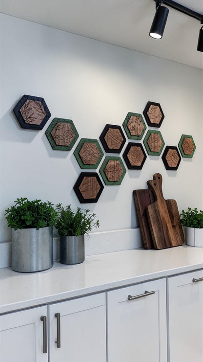 Luxury Herb Hexagon Dimensional Wood Art
