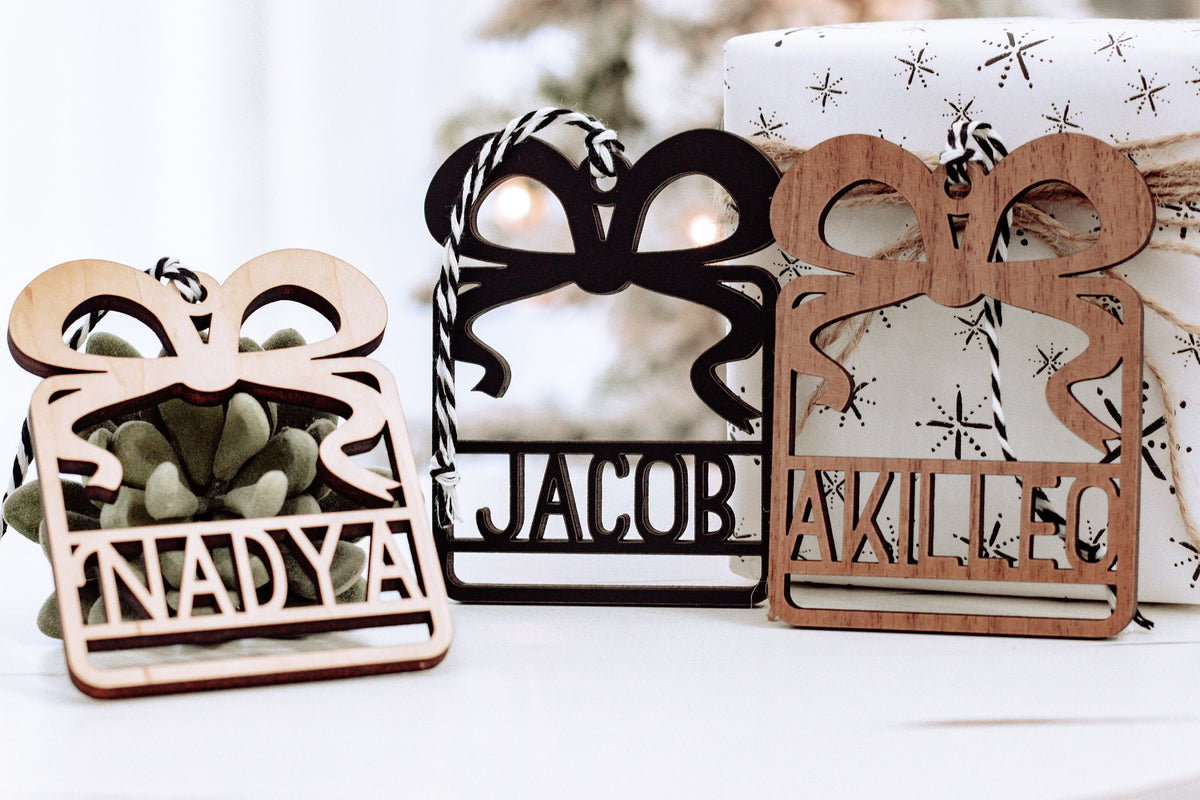 Wooden name ornaments: &