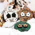 Round wooden Christmas ornaments with house and heart cutouts, “Merry Christmas” text