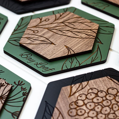 Luxury Herb Hexagon Dimensional Wood Art