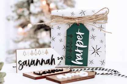 Personalized stocking gift tags with &