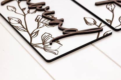 Engraved White Floral Wall Art Set