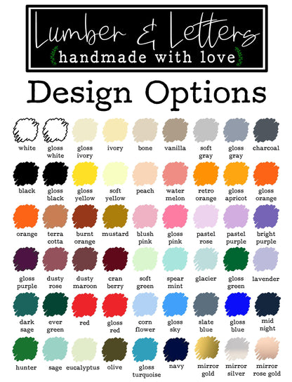 3D restroom sign finish options board with multicolor stain and paint swatches