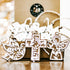 Set of 10 floral cutout Christmas tree ornaments, wooden crosses and angel designs with strings