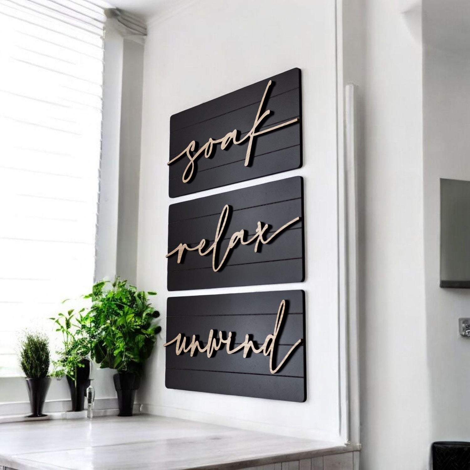 Luxury Soak Relax Unwind Shiplap Wall Set