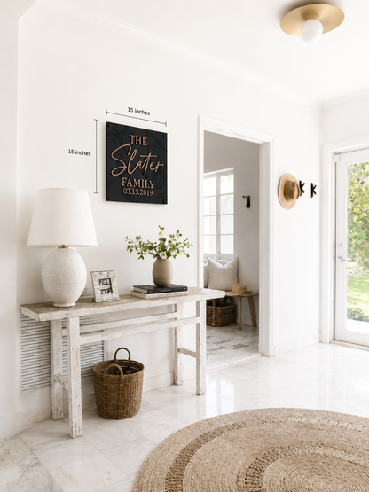 Luxury Modern Floral Engraved Square Family Sign