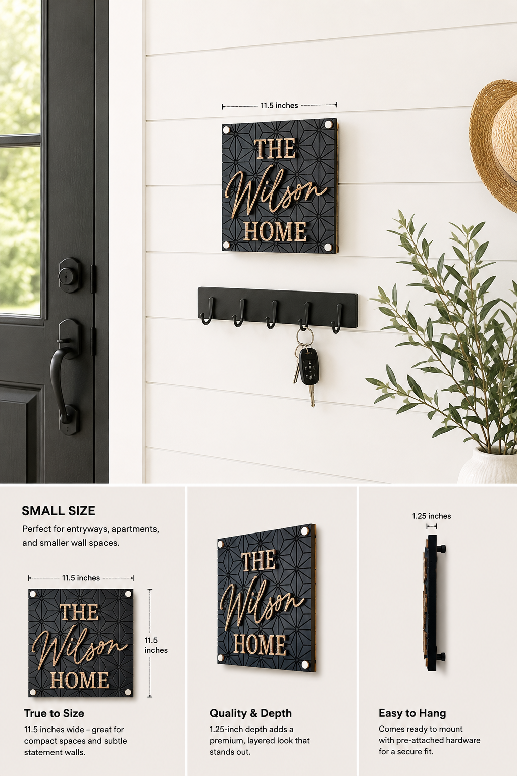 Retro Modern Square Family Name Sign