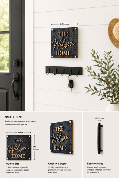 Retro Modern Square Family Name Sign