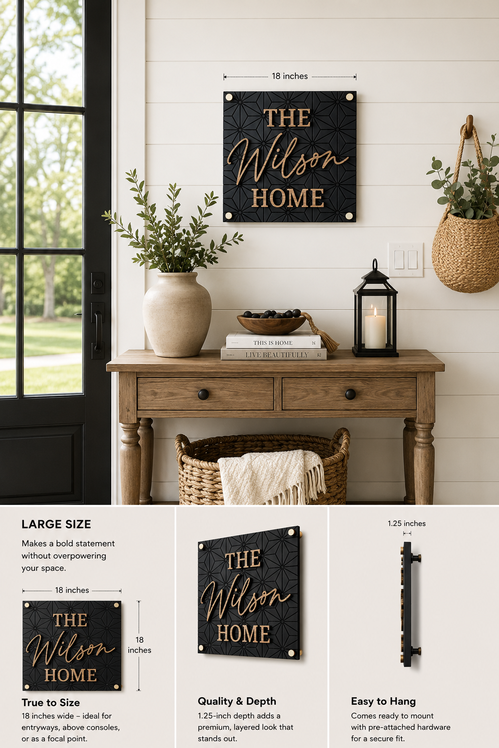 Retro Modern Square Family Name Sign