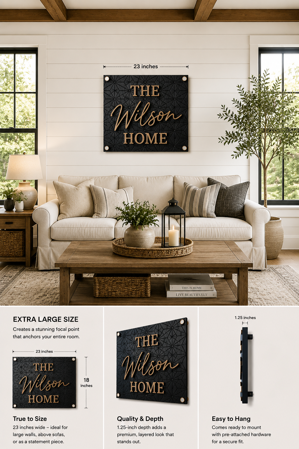 Retro Modern Square Family Name Sign