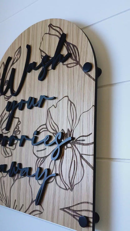 Modern Arch Floral Engraved Wash Your Worries Away