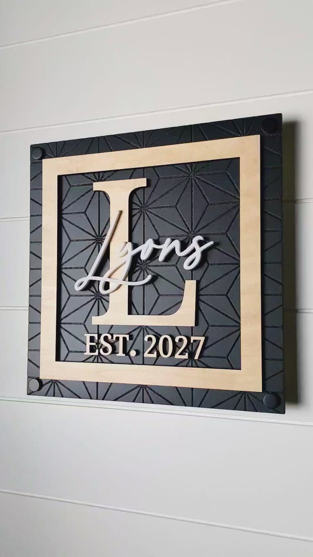 Luxury Geometrical Modern Monogram Family Name Sign