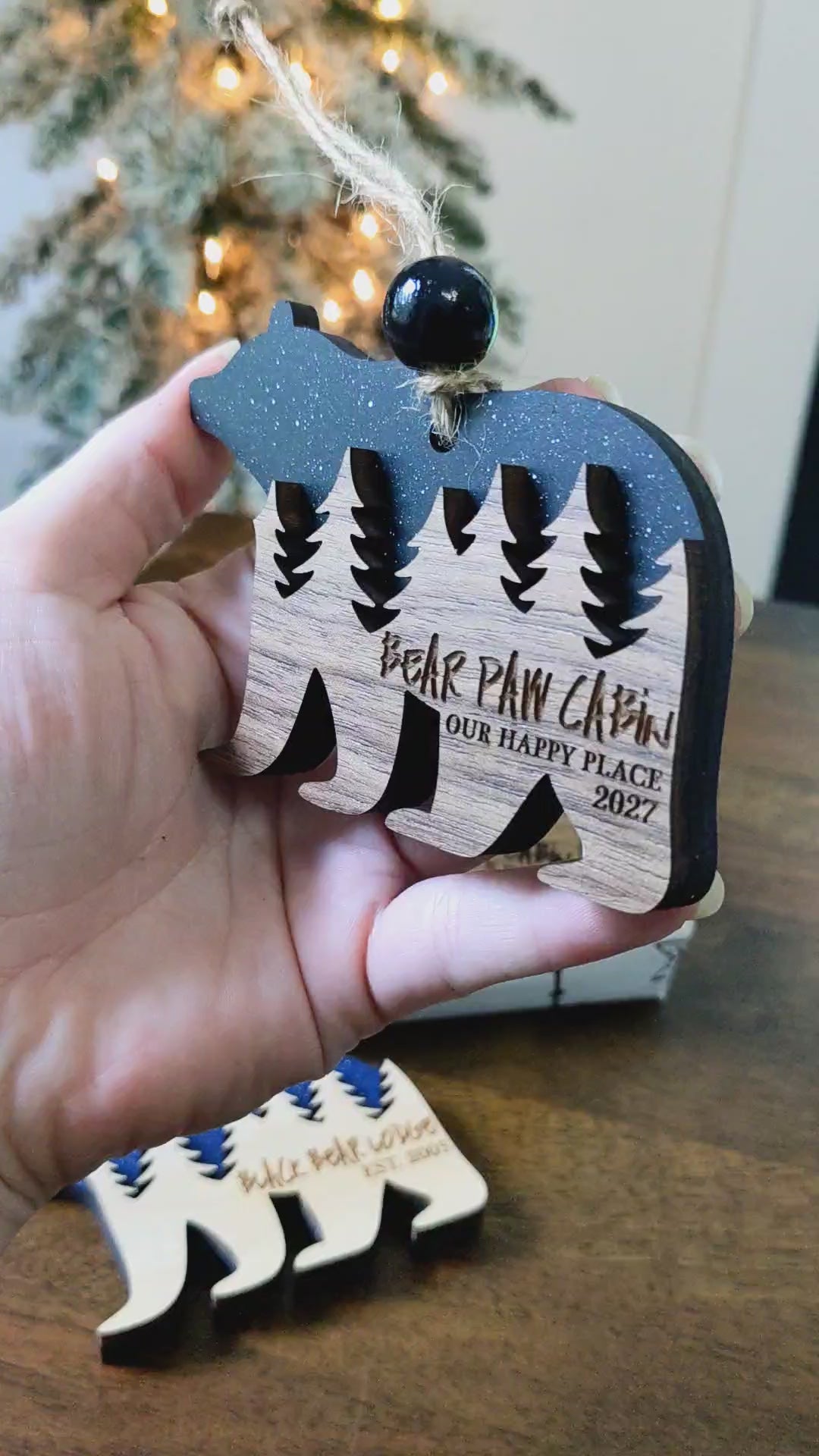 Personalized Bear Themed Cabin Ornament