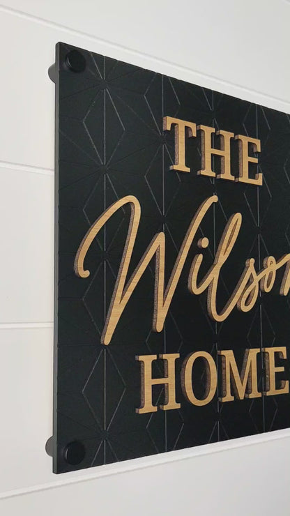 Retro Modern Square Family Name Sign