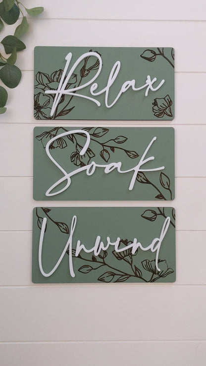 Luxury Engraved Relax Soak Unwind Wall Art