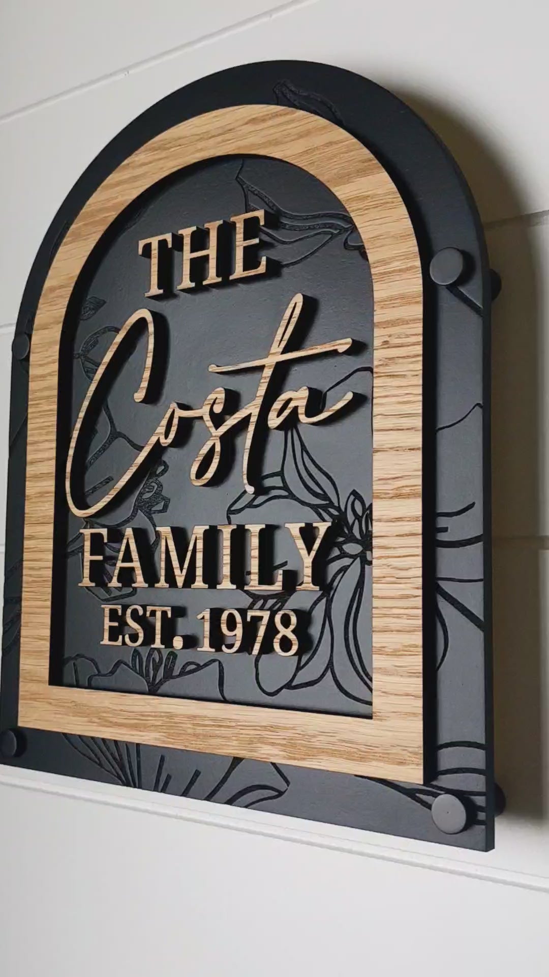 Luxury Framed Floral Arch Family Name Sign