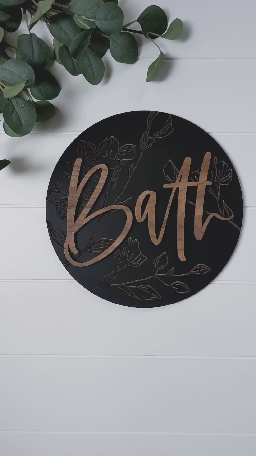 Engraved Floral Bath Sign