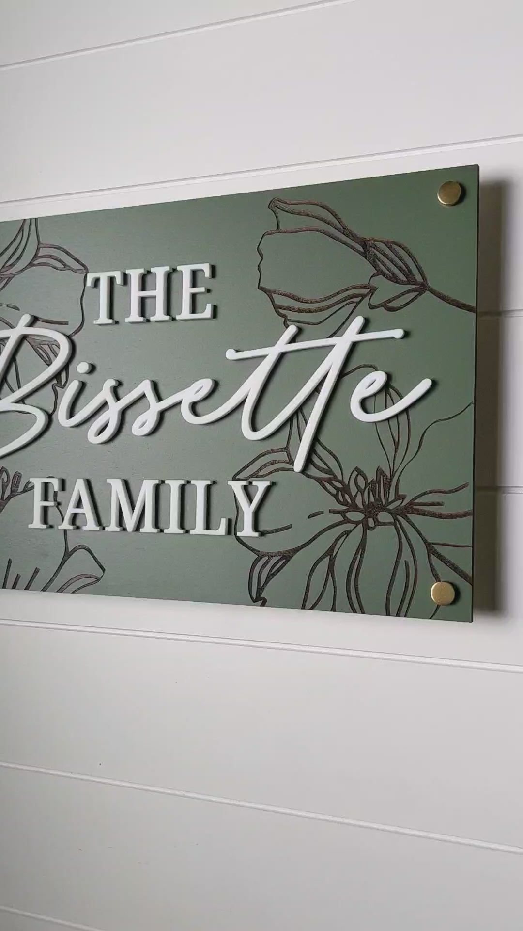 Luxury Rectangle Floral Engraved Family Name Sign