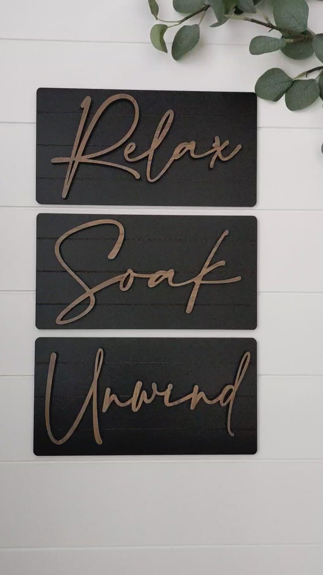 Luxury Mixed Color Soak Relax Unwind Shiplap Wall Set