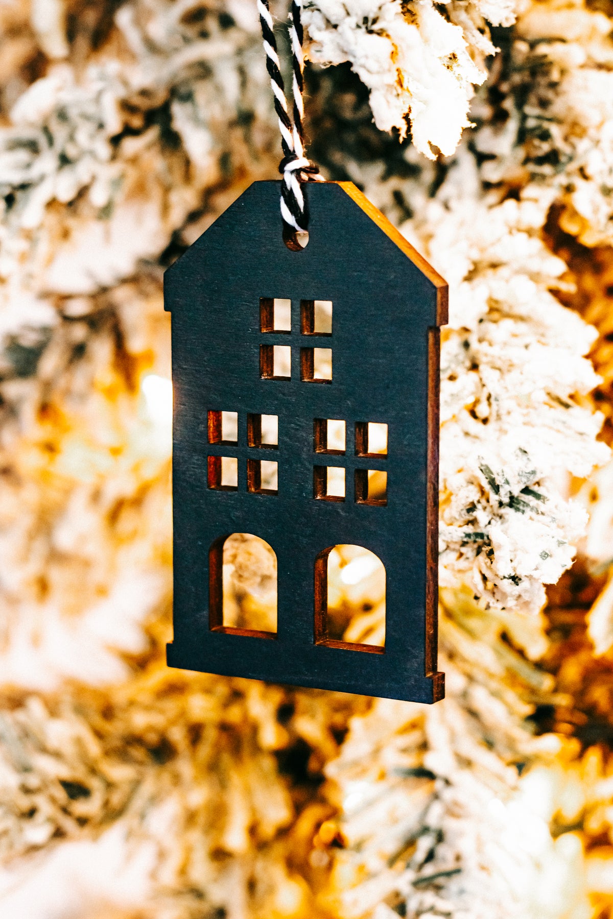 Hand-Stained Wooden House Christmas Ornaments | Timber &amp; Ember Collection