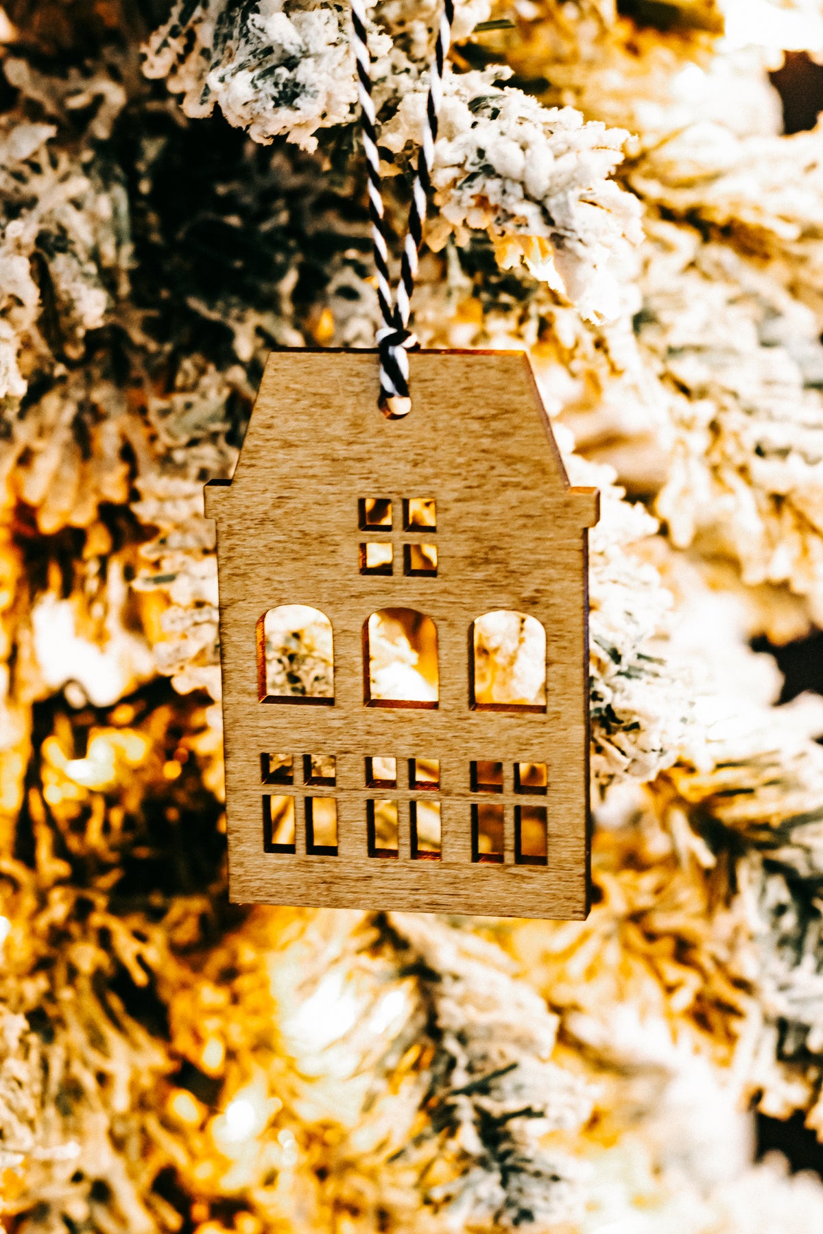 Hand-Stained Wooden House Christmas Ornaments | Timber &amp; Ember Collection