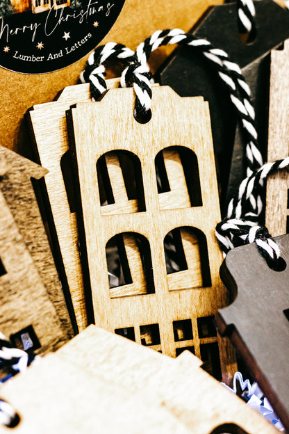 Hand-Stained Wooden House Christmas Ornaments | Timber &amp; Ember Collection