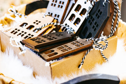 Hand-Stained Wooden House Christmas Ornaments | Timber &amp; Ember Collection